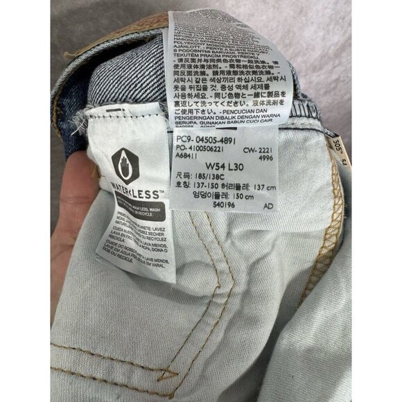 Levis 505 Jeans Mens 54x30 Blue Regular Straight Leg Denim Cotton Stretch NEW - Picture 6 of 8